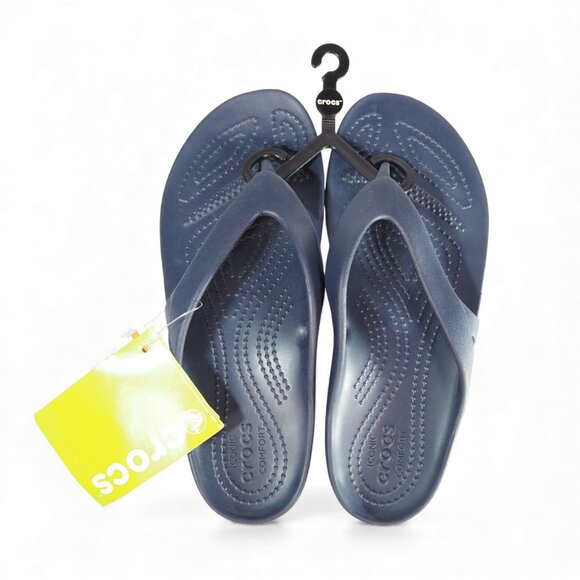 Crocs Kadee II Summer Thong Sandals Women's 6 Navy - Picture 1 of 6